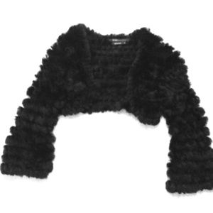 BCBG black rabbit fur shrug