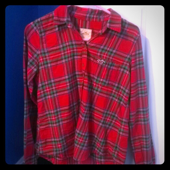 *BUNDLED*Red plaid Hollister hoodie size large