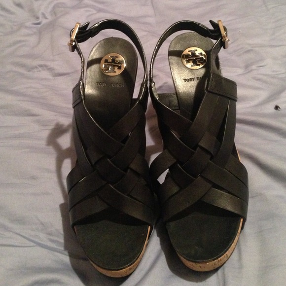 Black Tory Burch wedges