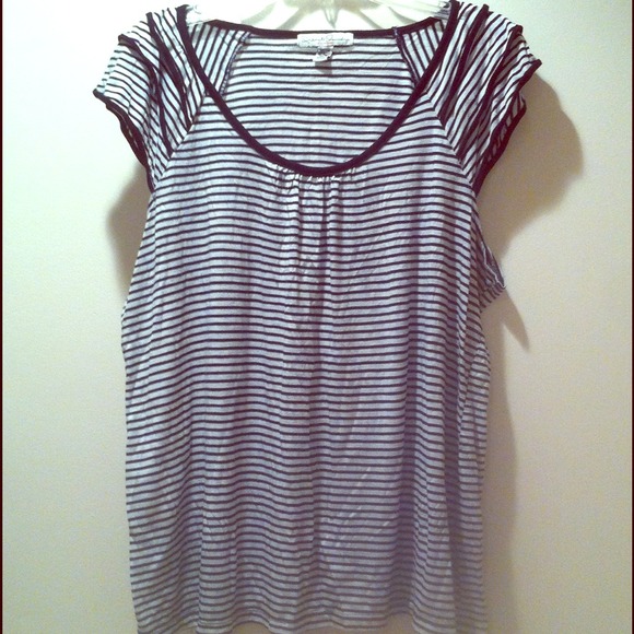 Black and white striped dressy tee