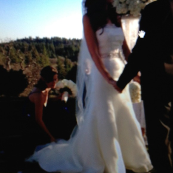 Private Collection tiered bodice wedding gown - Picture 3 of 4