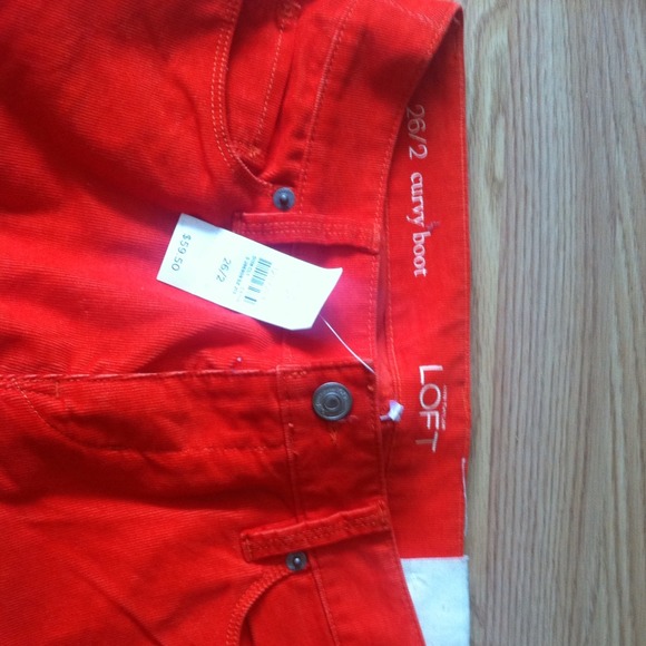 Orange Corduroy Curvy Boot Loft Pants - Picture 2 of 4