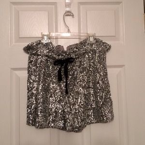 COOPERATIVE Silver Sequined Shorts