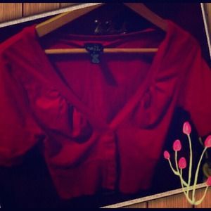 Red cropped cardigan