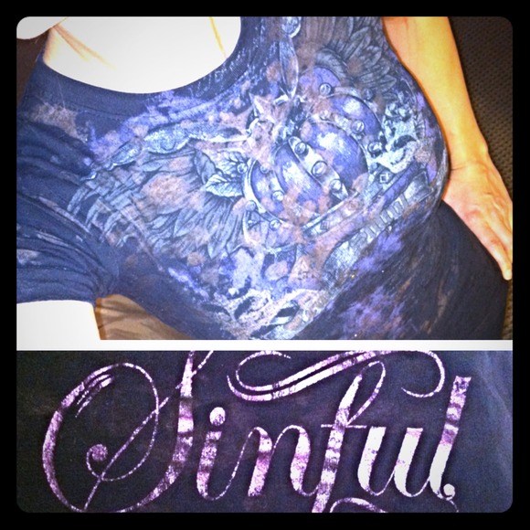 Sinful Tops - SINFUL Crown shirt - Black & Purple