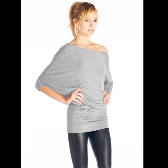 Tops - NEW Sexy Grey Jersey Knit Tunic Blouse💋