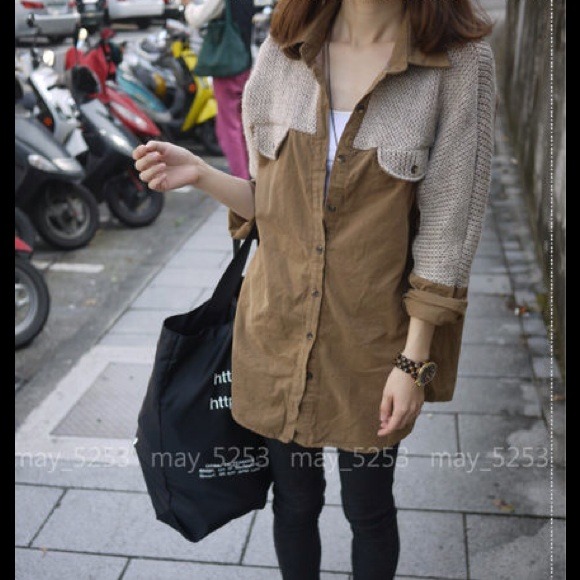 Tops - ❌SOLD❌NEW Oversize Knit Shoulder/Sleeves Shirt