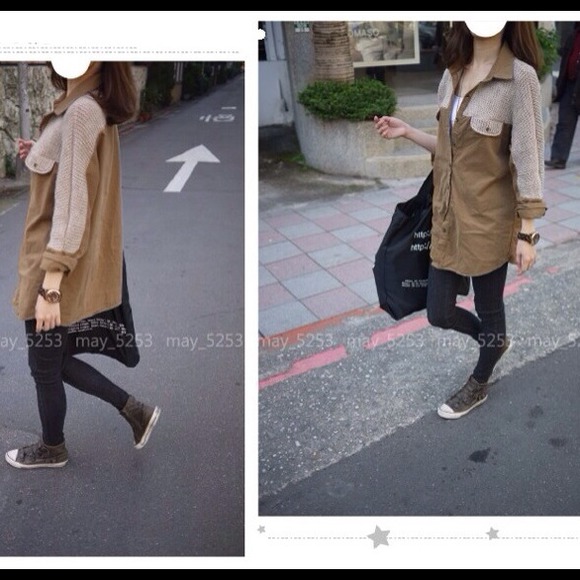 ❌SOLD❌NEW Oversize Knit Shoulder/Sleeves Shirt - Picture 3 of 4