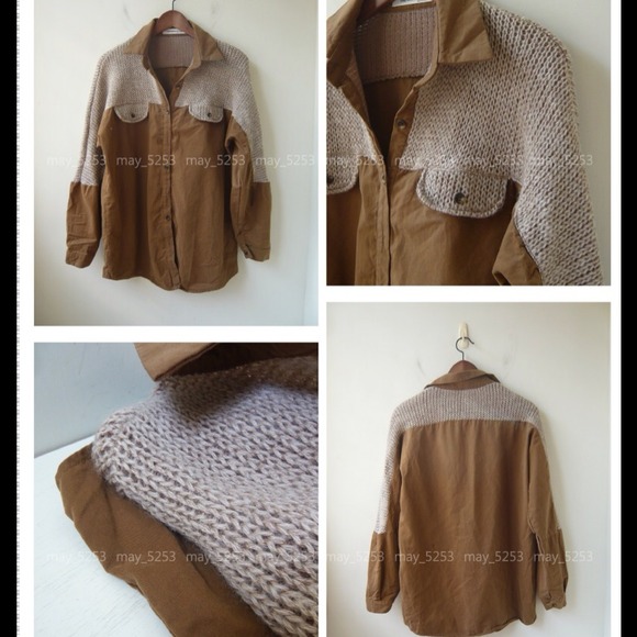 ❌SOLD❌NEW Oversize Knit Shoulder/Sleeves Shirt - Picture 4 of 4