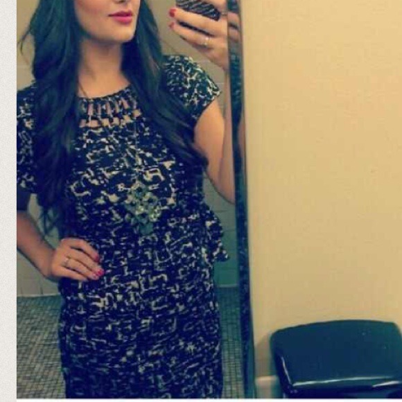 Black and Tan Dress with Weaved Collar and Pockets