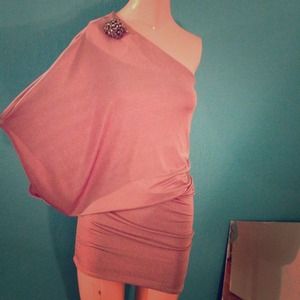 One sleeve pink party dress