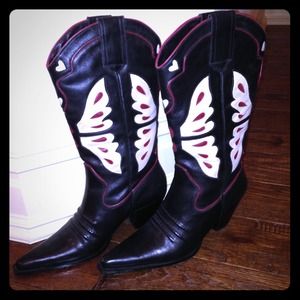 Nine West Black Leather Cowboy Boots ❌ON HOLD❌