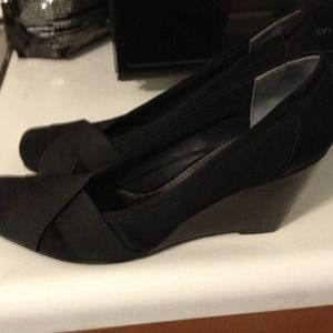 Cute stylish black wedges