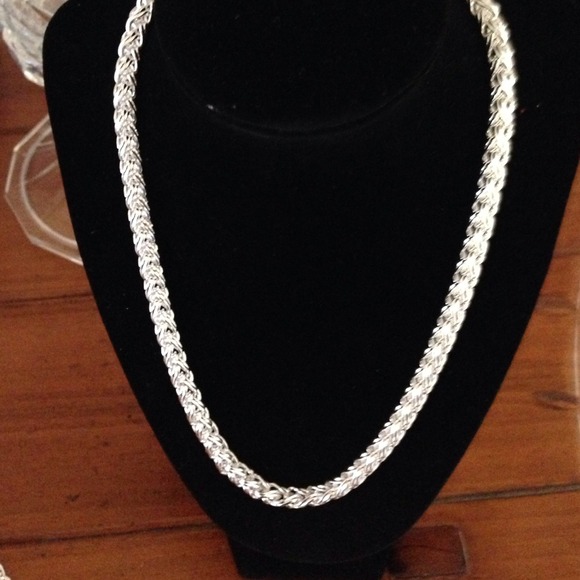 Silver plate 925 round chain necklace 20in