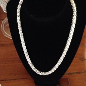 Silver plate 925 round chain necklace 20in