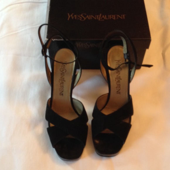 Yves Saint Laurent Shoes - YSL! Black suede ankle strap sandal
