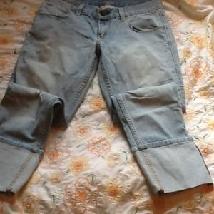 Ultra low cuffed skinny Levi's jeans denim