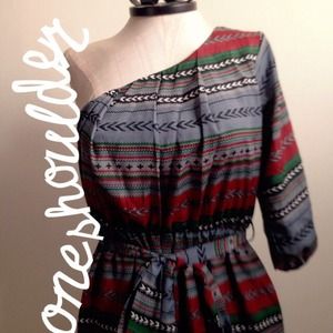 Aztec Print One Shoulder Dress