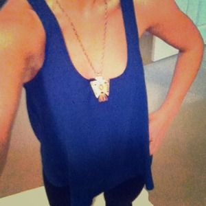 Royal blue open back dressy top