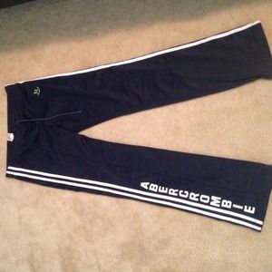 Navy blue and white Abercrombie track pants