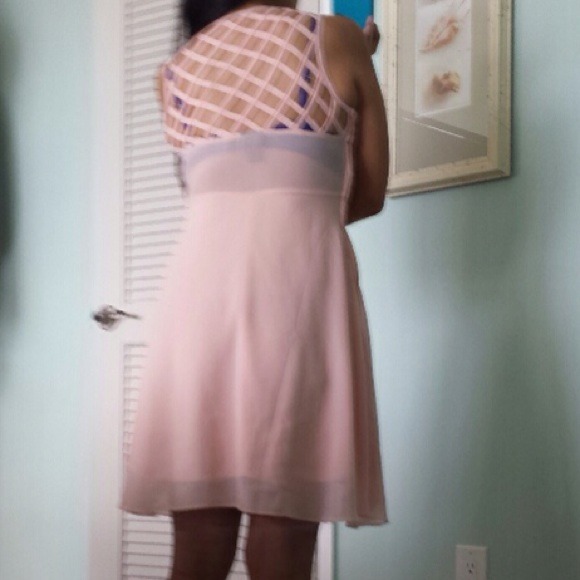 Peach Dress empire waist caged back - Picture 4 of 4