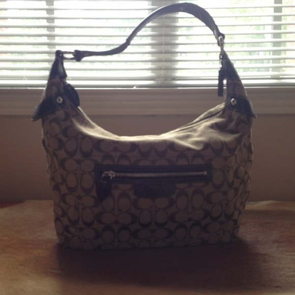 Black and Signature Coach Shoulder Bag