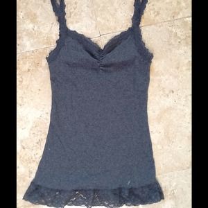 Charcoal grey lace tank