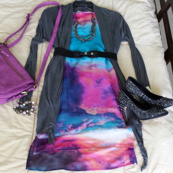 🎉Beautiful Blue Pink Purple Dress. NWOT - Picture 1 of 3