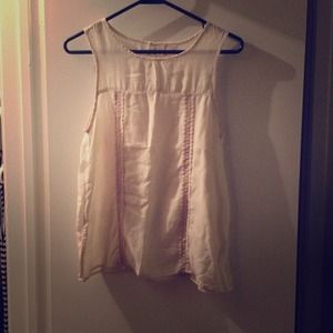 Cream semi- sheer tank top with lace detailing