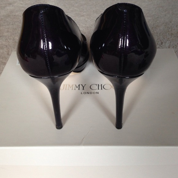 Jimmy Choo Navy Luna Platform Peep Toe Sz 38.5/8.5