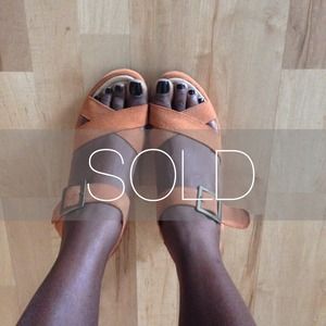 X SOLD X Orange chunky wedge sandal