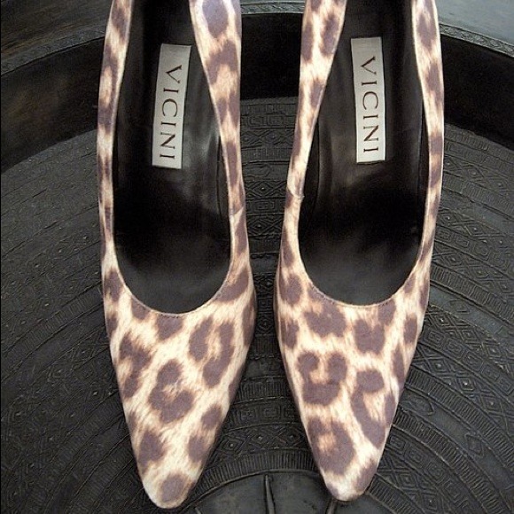 VICINI LEOPARD SKIN Italian designer pointy toe - Picture 2 of 4