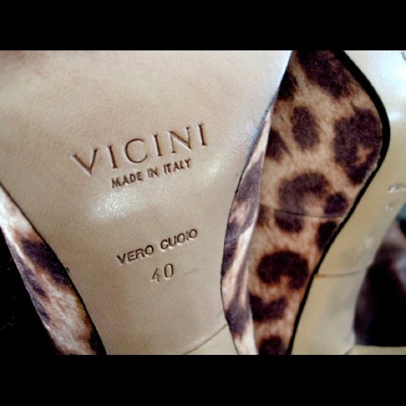 VICINI LEOPARD SKIN Italian designer pointy toe - Picture 3 of 4