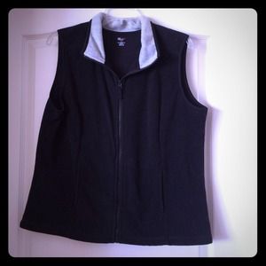 Fleece black with gray collar zips in front vest