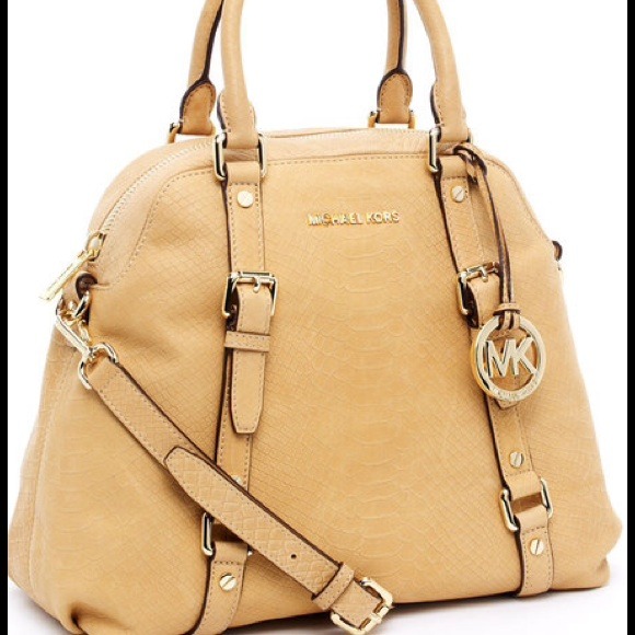 REDUCED!! Michael Kors Bowling Satchel Tan - Picture 1 of 2