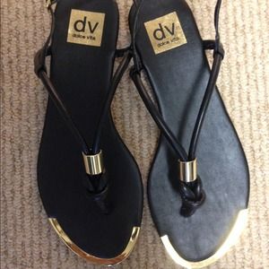 New dolce vita black sandals with gold accents