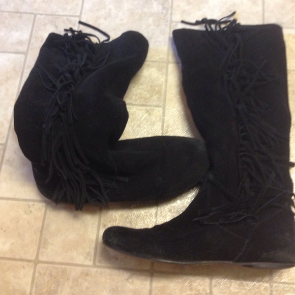 Black suede fringe boots - Picture 3 of 3