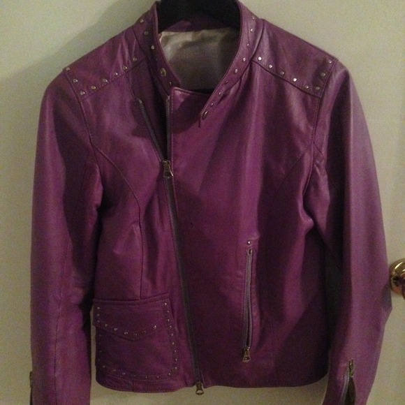 Purple leather motorcycle jacket ( from Italy) - Picture 1 of 1