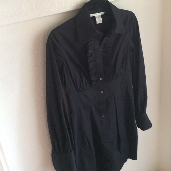Black Diane Von Furstenberg cocktail shirt dress - Picture 3 of 3