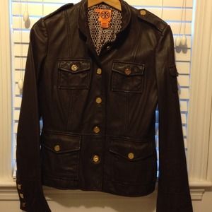 Tory Burch brown leather Sergeant Pepper jacket