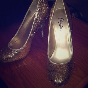 gold sparkle heels