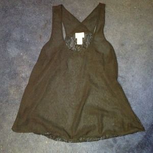black nylon front/crochet back tank