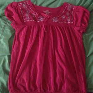 Red short sleeve shirt
