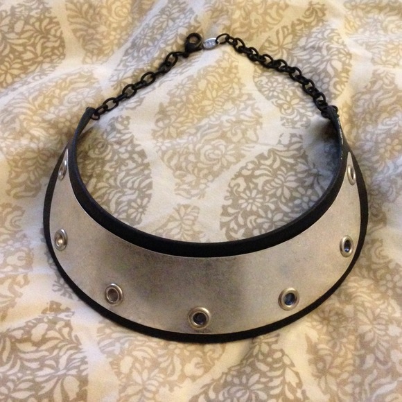 ZARA leather hardware collar necklace