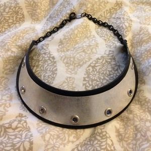 ZARA leather hardware collar necklace