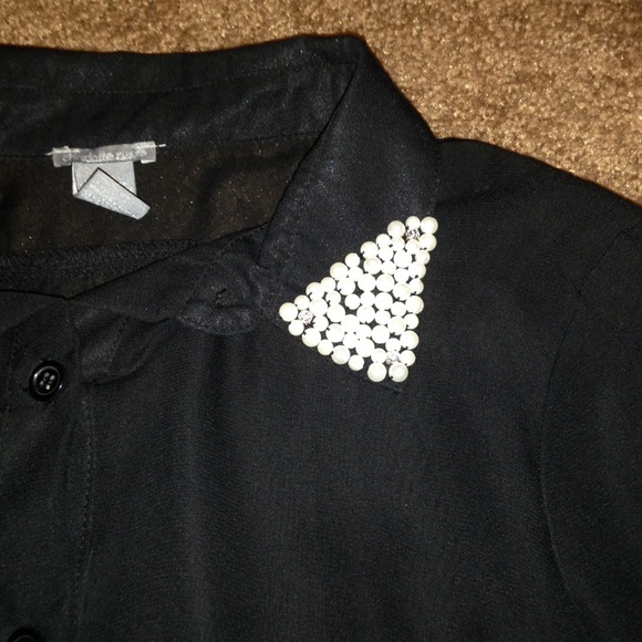 Black sheer button up - Picture 3 of 3
