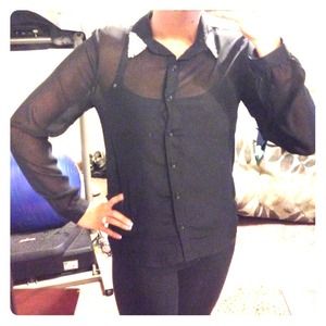 Black sheer button up