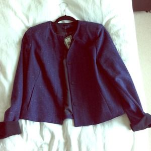 REDUCED Purple herringbone collarless jacket
