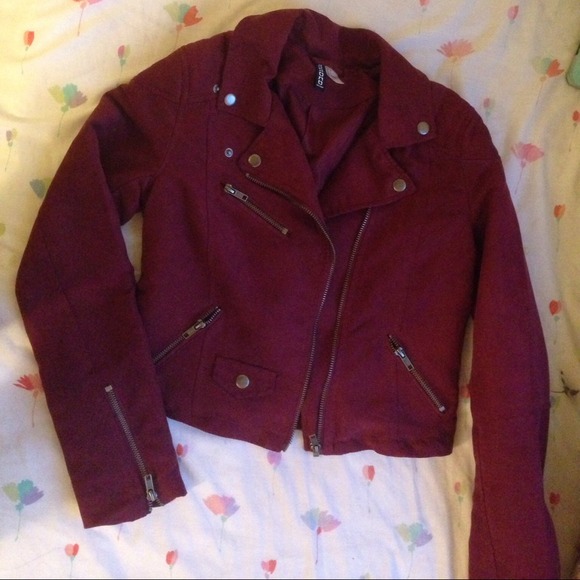 SOLD!!! Burgundy HnM moto jacket