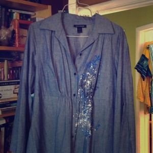 Denim Babydoll Long Sleeve Shirt